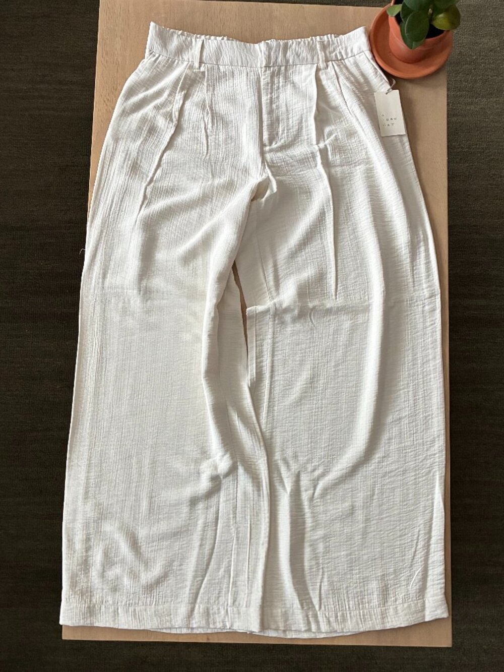 NWT A New Day Wide Leg Ivory Cream Pleated Pants Sz 12